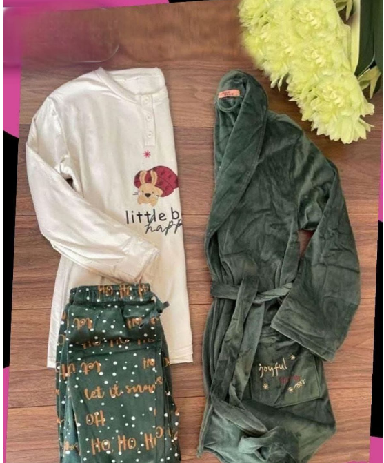 طقم Little Bear مع روب قطيفة – شتوي دافي