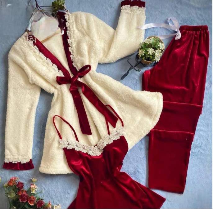 Fur Velvet 3pcs – طقم فرو قطيفة برباط