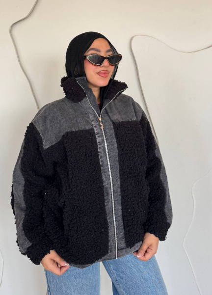 جاكيت جينز فى فرو _  مبطن