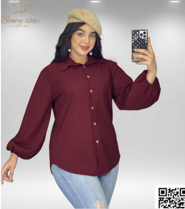 شميز كم نفخ زراير قطيفة مضلع