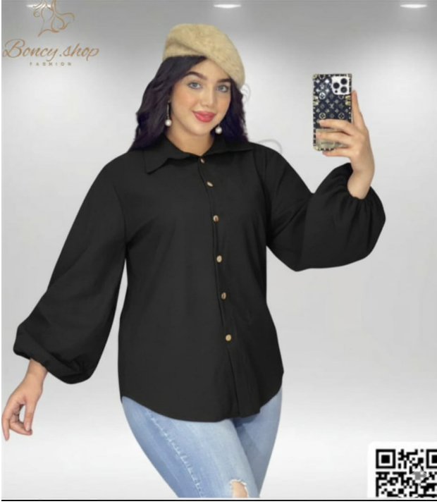 شميز كم نفخ زراير قطيفة مضلع