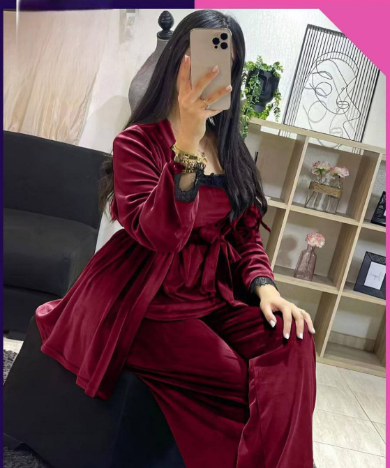 طقم Velvet Lace 3pcs – روب  فخم