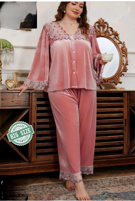 : بيجامة شتوي فاخرة 3 قطع – بولر × ستان × قطيفة