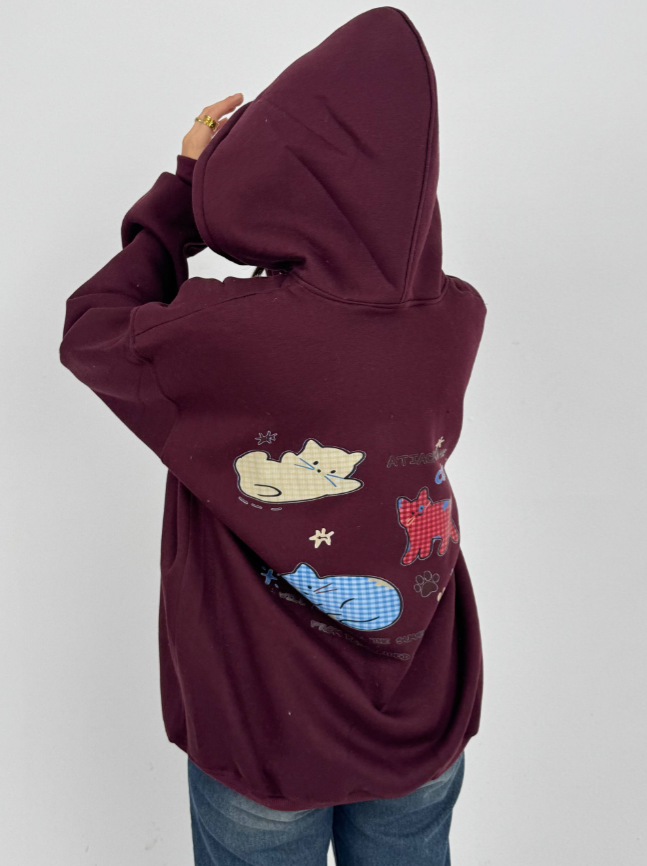 هودي طباعة قطن 100% بسوستة كاملة