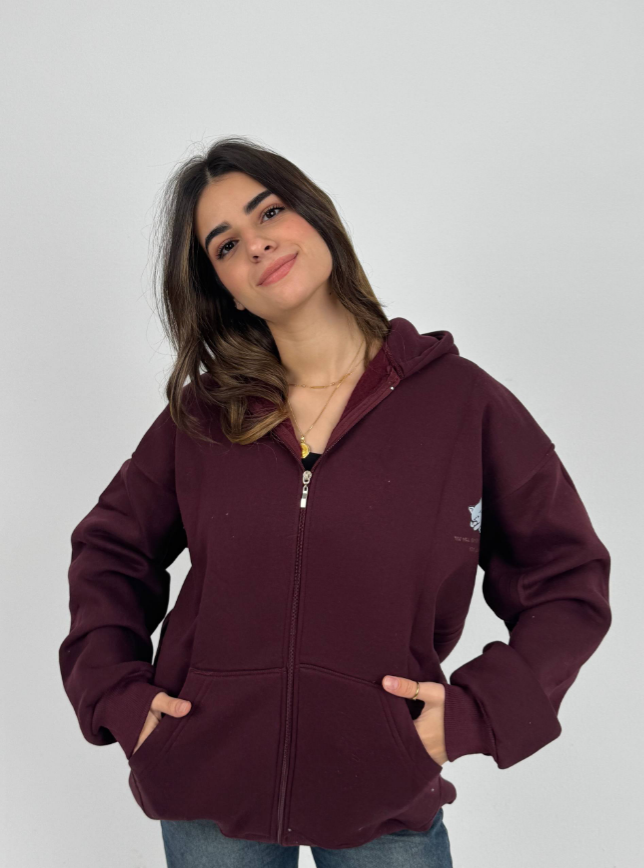 هودي طباعة قطن 100% بسوستة كاملة