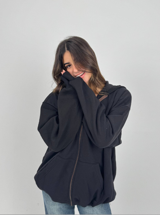 هودي طباعة قطن 100% بسوستة كاملة