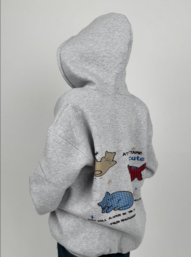 هودي طباعة قطن 100% بسوستة كاملة