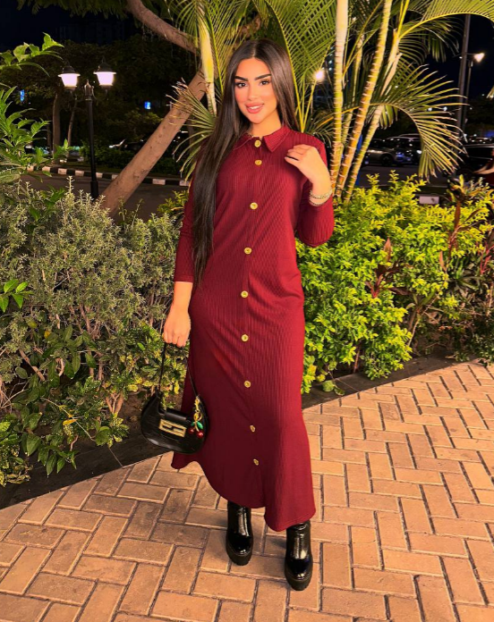 فستان ريب شتوي تركي بزراير