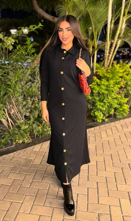 فستان ريب شتوي تركي بزراير