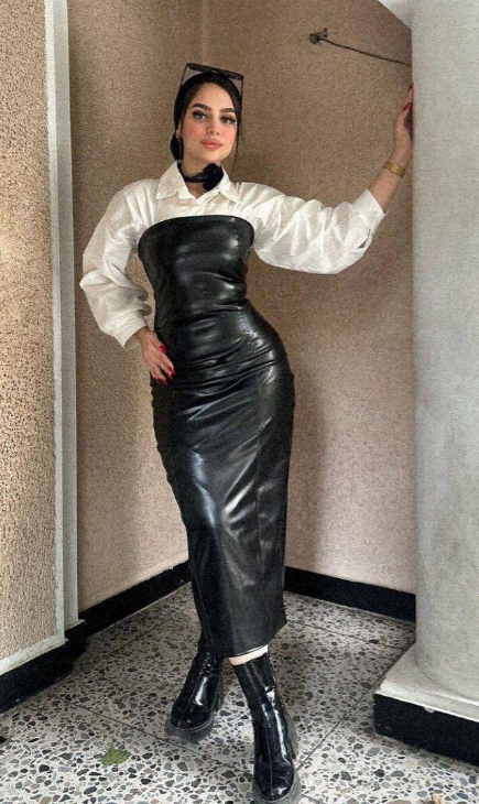 فستان جلد صك شتوي هاي كلاس